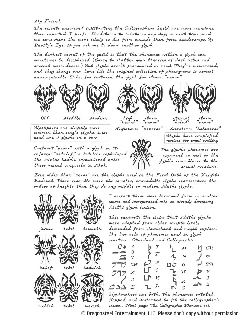 Alethi Glyphs Page 1