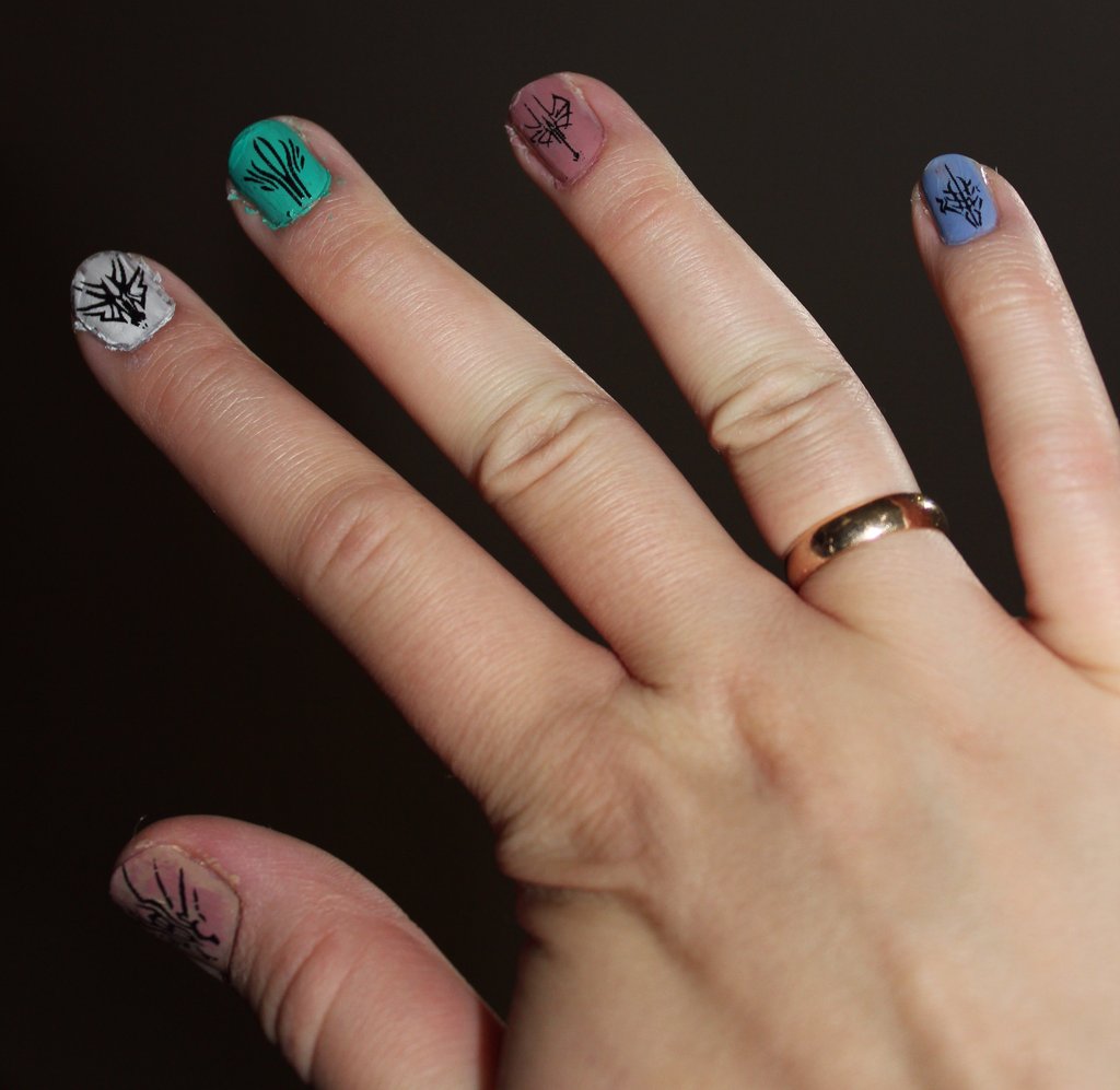SA Radiant glyphs nail art (right)