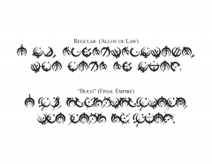 I am, unfortunately, the Hero of Ages (Alloy of Law era Steel Alphabet font)